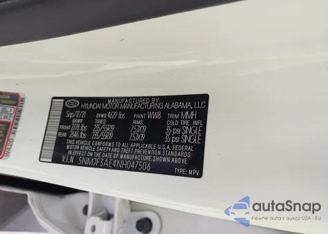 2022 Hyundai Tucson Sel z USA, uszkodzony, nr VIN 5NMJF3AE4NH047506